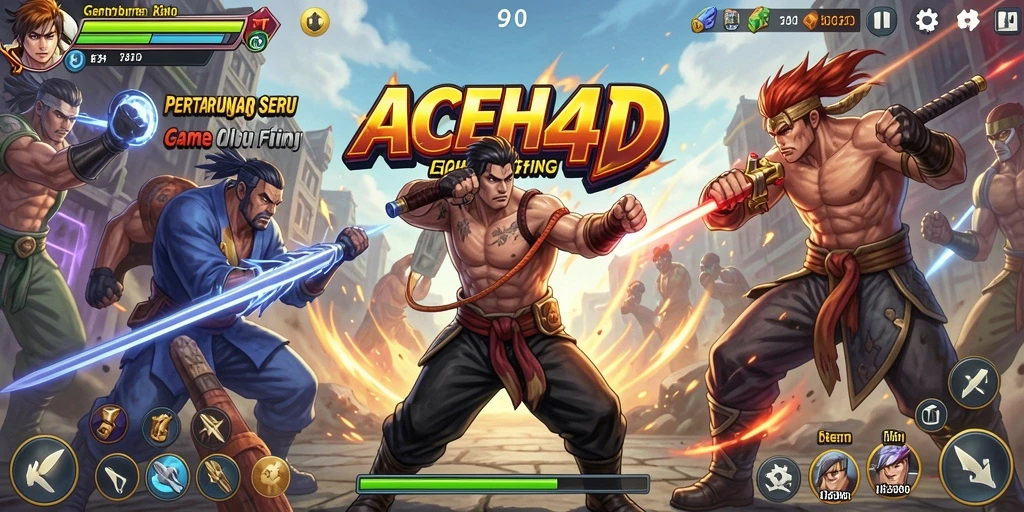 Screenshot gameplay ACEH4D menampilkan pertarungan seru antar karakter.