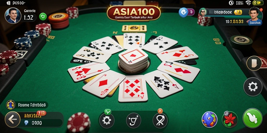Tampilan seru gameplay Gaple di ASIA100.