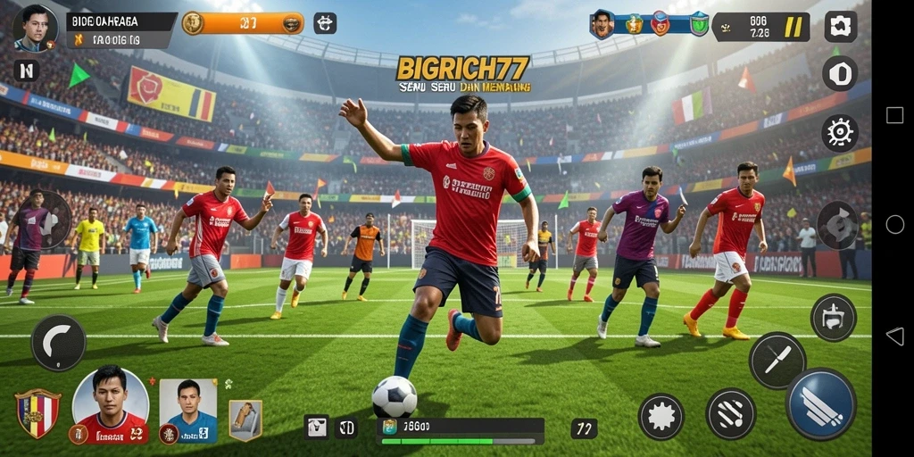 Tangkapan layar gameplay BIGRICH77 menampilkan aksi olahraga yang seru.