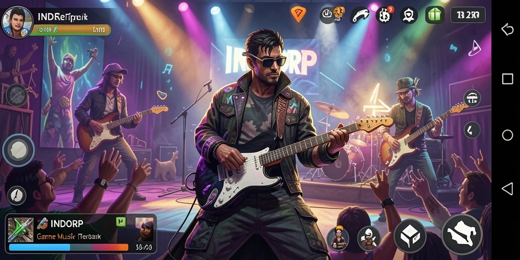 Screenshot INDORP menampilkan pemain yang asyik bermain musik.