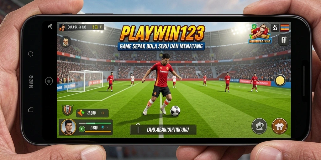 Screenshot menunjukkan aksi seru dalam pertandingan sepak bola.