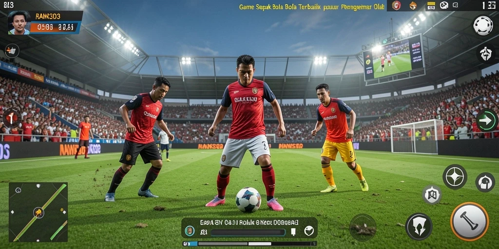 Tangkapan layar RANS303 yang menunjukkan aksi permainan sepak bola yang seru.