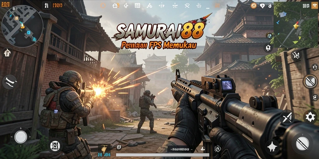 Gameplay intens dari SAMURAI88 menampilkan aksi pertempuran FPS.