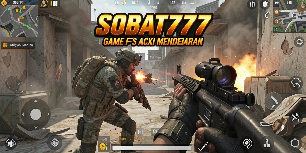 Screenshot gameplay SOBAT777 menampilkan aksi seru dalam pertempuran FPS.
