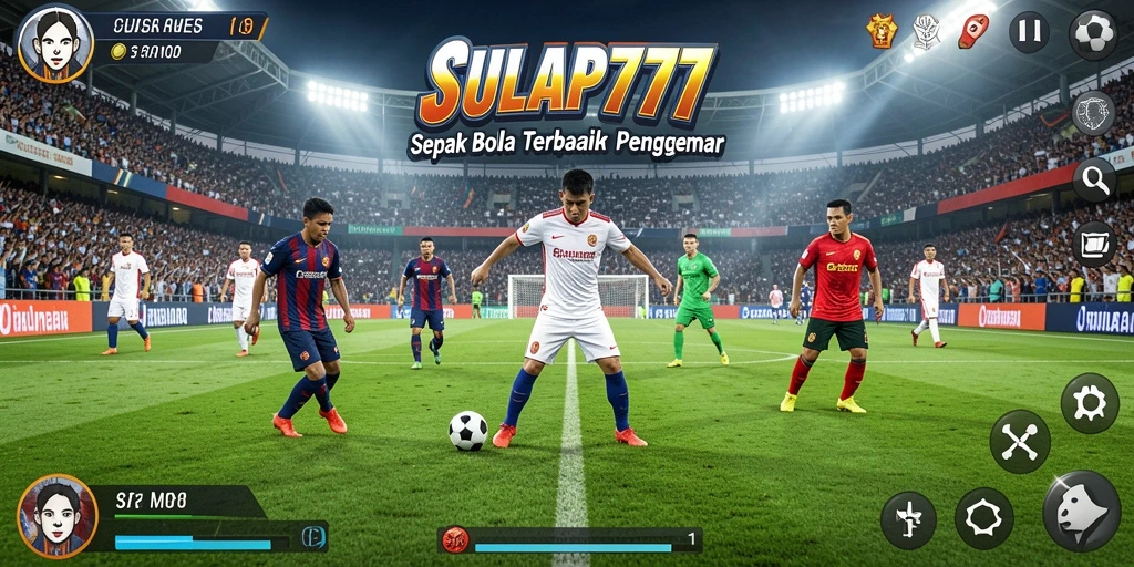 Screenshot SULAP777 menampilkan aksi seru di lapangan sepak bola.